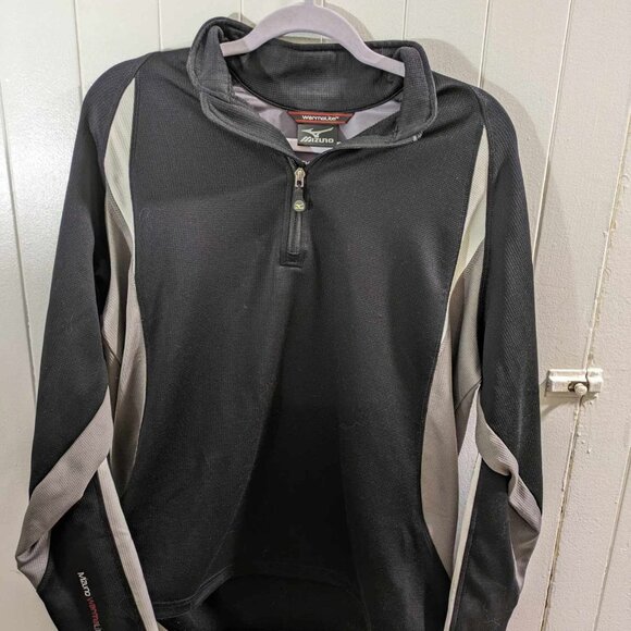 Mizuno Sweater Mens Med Black Long Sleeve Thermal Warmalite  1/4 Zip    Athletic - Picture 1 of 6